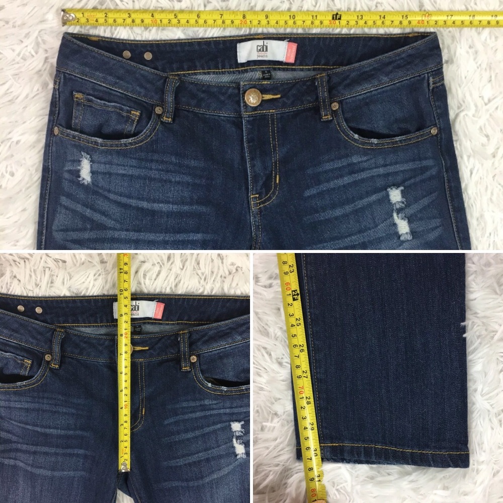 CAbi Slim Boyfriend Jeans Size 6 Distressed Dark - Picture 8 of 8